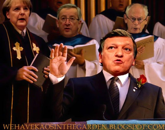 Durão Barroso Jean-Claude Juncker von rompuy Angela merkel o coro dos malvados